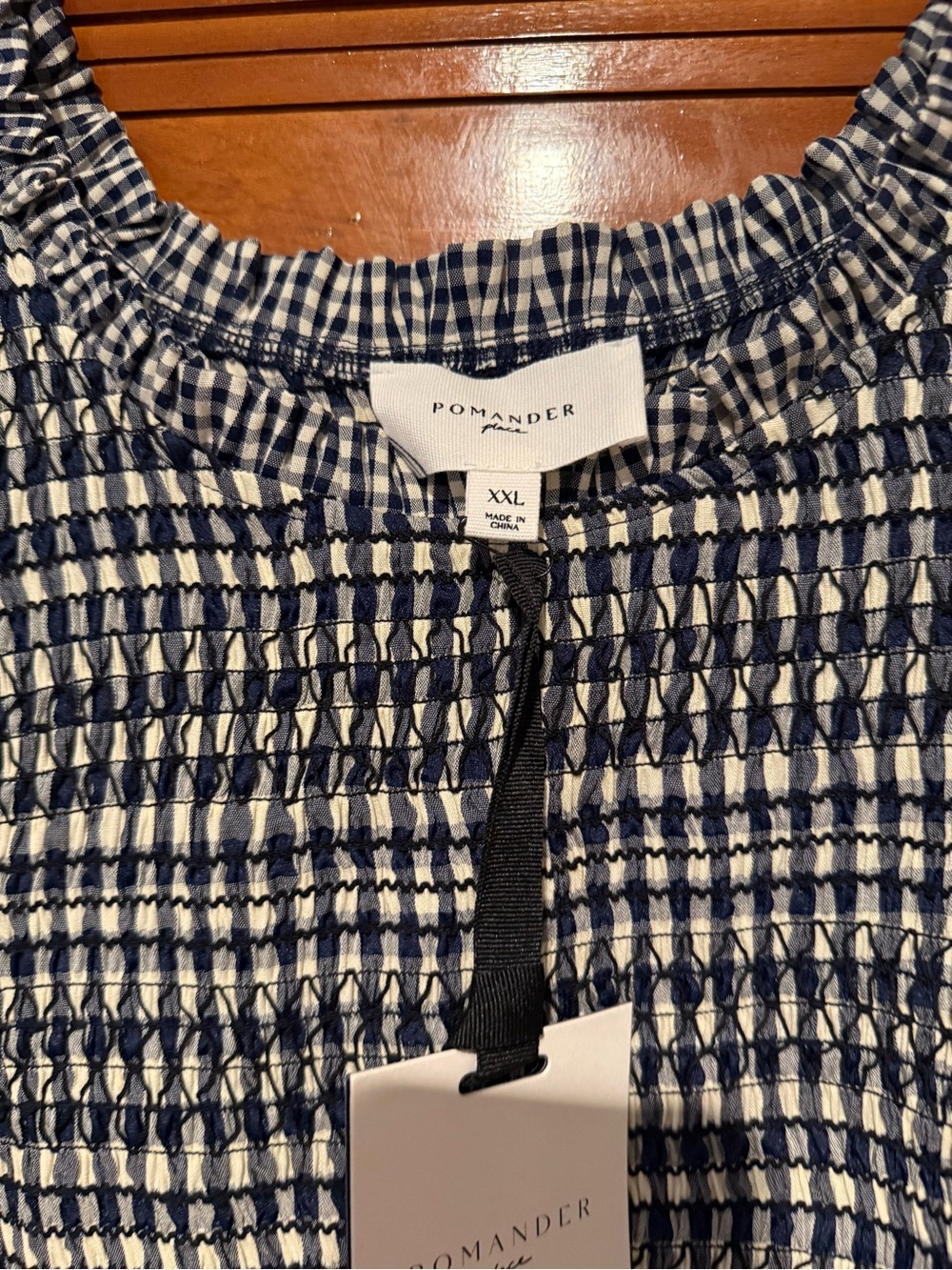 NWT Tuckernuck Smocked Gingham Maxi Dress - Navy & White - Picture 4 of 4